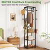 IBUYKE Coat Rack with Shelves, Freestanding Hall Tree with 3 Shelves and 8 Hooks, Industrial Clothes Stand for Entryway, Hallway, Bedroom, Rustic Brown UTMJ088H view 4