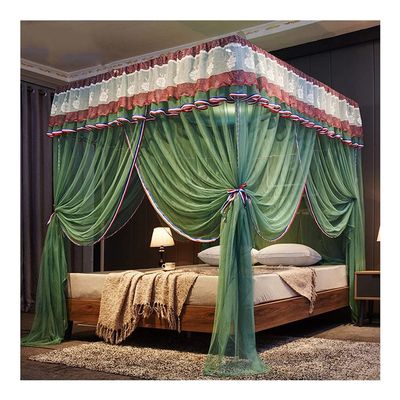 CXKJP Double Layer Luxury Bed Canopy Mosquito Net for Single Double Bed, Princess Room Lace Bed Curtains Summer Bedroom Decor (Color : Green, Size : 150X200cm/59X79in)