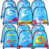 12 Pcs Pool Party Bags Drawstring Beach Bag Goody Favor Gift Bags Beach Shark Tropical Theme Party Supplies for Summer Pool view 1
