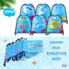 12 Pcs Pool Party Bags Drawstring Beach Bag Goody Favor Gift Bags Beach Shark Tropical Theme Party Supplies for Summer Pool view 3
