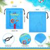 12 Pcs Pool Party Bags Drawstring Beach Bag Goody Favor Gift Bags Beach Shark Tropical Theme Party Supplies for Summer Pool view 4