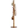 IBUYKE Coat Rack Stand, Freestanding Coat Tree with Solid Round Base and 8 Hooks, Easy Assembly Wooden Coat Hanger, Clothes Rack for Hallway Entryway, Living Room, Bedroom, Office, Brown WD-113 view 1