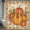 Boziqr Fall Shower Curtains for Bathroom, Autumn Pumpkin Harvest Farmhouse Thanksgiving Halloween Fabric Shower Curtain with Hooks Set 70x70 Inch view 1