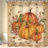 Boziqr Fall Shower Curtains for Bathroom, Autumn Pumpkin Harvest Farmhouse Thanksgiving Halloween Fabric Shower Curtain with Hooks Set 70x70 Inch view 2