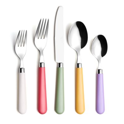 ANNOVA Silverware Set 20 Pieces Stainless Steel Cutlery Color Handle Flatware - 4 x Dinner Knife; 4 x Dinner Fork; 4 x Salad fork; 4 x Tablespoon; 4 x Teaspoon (Mix Solid)