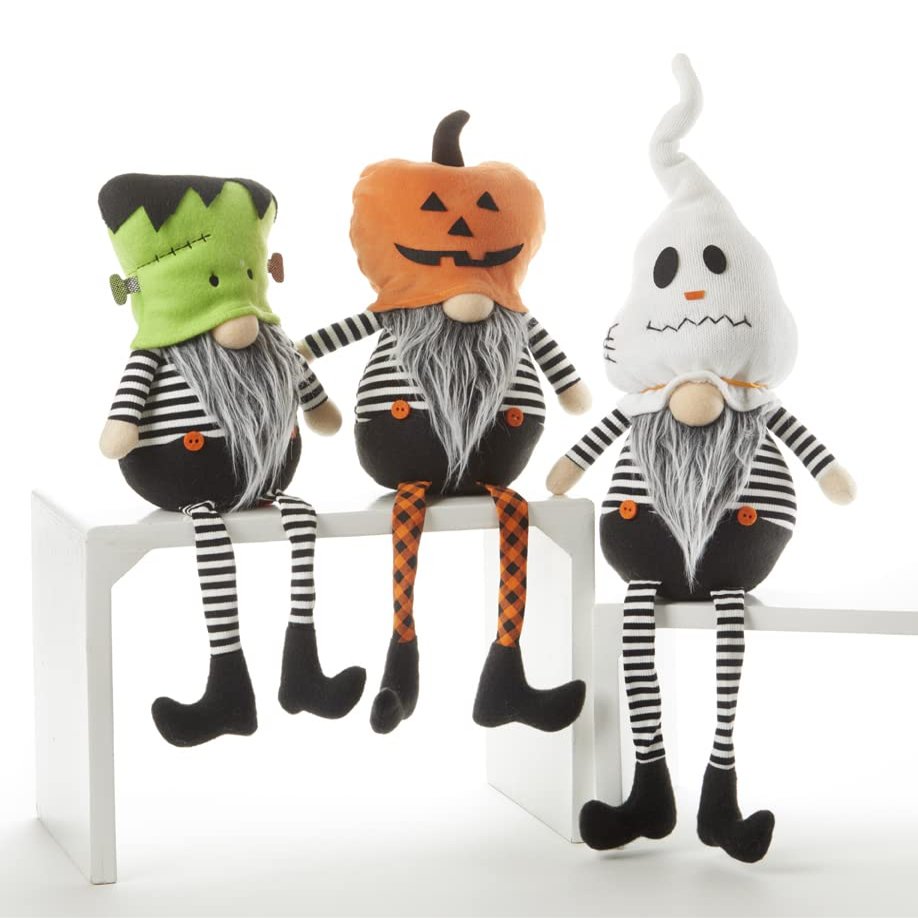 22.1" Dangle Leg Halloween Hat Gnome, 3 Asst
