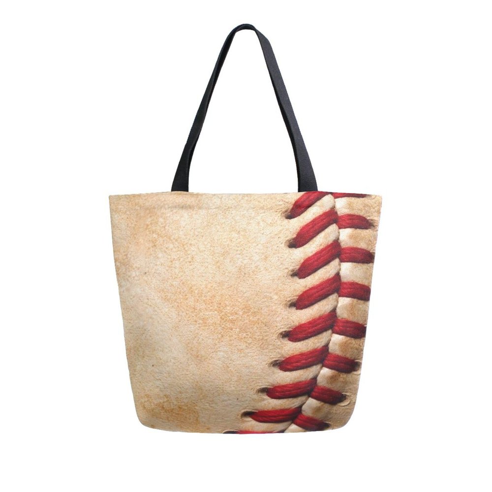 ALAZA Retro Baseball Threads Canvas Tote Bag Large Women Casual Shoulder Bag Handbag,Shopping Grocery Cotton Bag Reusable,Multipurpose,Heavy Duty For Outdoors Weekender Travel