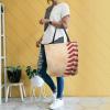 ALAZA Retro Baseball Threads Canvas Tote Bag Large Women Casual Shoulder Bag Handbag,Shopping Grocery Cotton Bag Reusable,Multipurpose,Heavy Duty For Outdoors Weekender Travel view 2