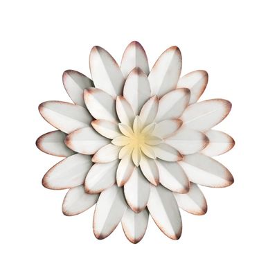 AHYS Metal Flowers Wall Decor Indoor Outdoor Metal Wall Art for Farmhouse Home Living Room Bedroom Bathroom Garden Decor 12 Inch - White