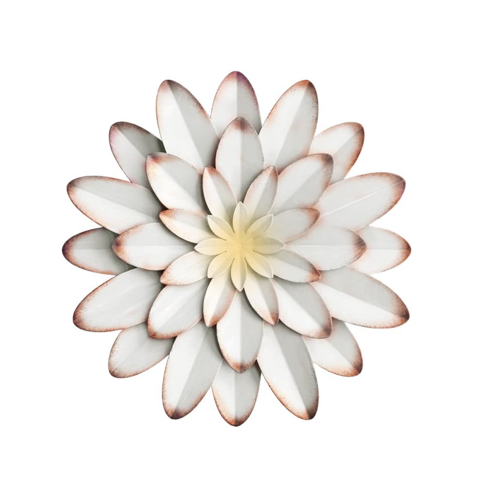 AHYS Metal Flowers Wall Decor Indoor Outdoor Metal Wall Art for Farmhouse Home Living Room Bedroom Bathroom Garden Decor 12 Inch - White