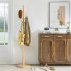 IBUYKE Coat Rack Stand, Freestanding Coat Tree with Solid Round Base and 8 Hooks, Easy Assembly Wooden Coat Hanger, Clothes Rack for Hallway Entryway, Living Room, Bedroom, Natural Color WD-115 view 3