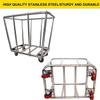 Commercial Laundry cart with wheels,10 Bushel Large Industrial Rolling Laundry Hamper with Waterproof Lining,Home Heavy Duty Laundry Baskets with Stainless Steel Frame, 260 LBS Load view 4