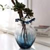 HongLianRiven Sculpture Vase Vase Countertop Glass Vase Crystal Vase Flower Vase Gradient Style Flower Mouth Embossed Floor Vase Crafts view 3