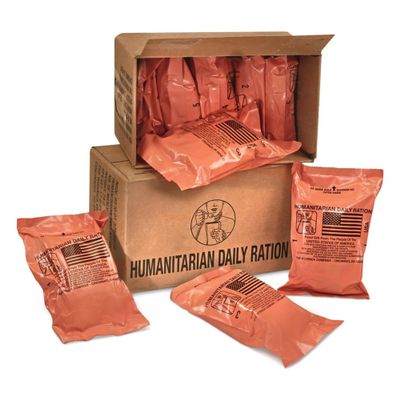 Humanitarian Daily Ration MRE Case 5 US FEMA Emergency rations MRE Varieties - Low Sodium Pre cooked w/Entree, Side Dishes for Hunting, Camping & More, 10 pack, Inspection Date 1/2024 or Better.