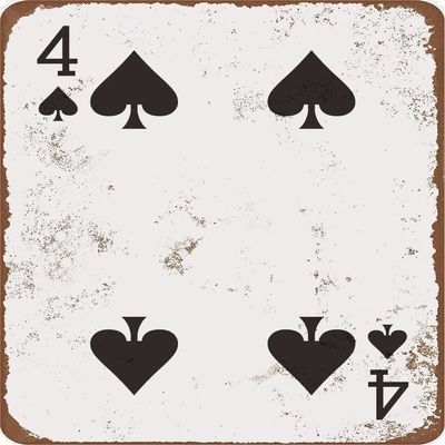 Eveokoki Metal Sign 12 x 16inches - 4 of Spades Retro Poker Man Cave Vintage Look Tin Sign Wall Decoration Bar Cafe Home Decor Plaque