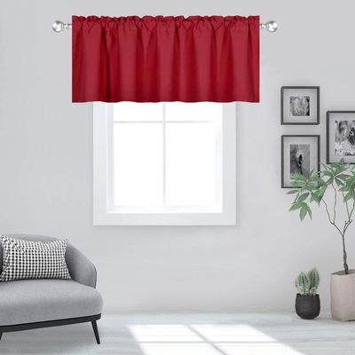 Little Bird Valance Curtain for Kitchen, Living Room, Bedroom, Bathroom Window Solid Polyester febrics dcor You Window Brick Red1 Panel W 42 X 8 L