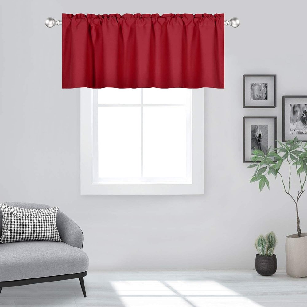 Little Bird Valance Curtain for Kitchen, Living Room, Bedroom, Bathroom Window Solid Polyester febrics dcor You Window Brick Red1 Panel W 42 X 8 L