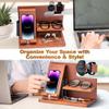Wood Phone Docking Station - Gifts for Men Desk or Nightstand Organizer - Birthday Gifts for Husband, Fathers Day for Dad - Anniversary Idea from Wife - Key Holder, Stand Wallet, Watch & Essentials view 2
