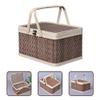 Gadpiparty Woodchip Picnic Basket Hand Woven Candy Snack Fruit Bread Storage Basket with Double Folding Handles and Lid Packing Flower Girl Baskets for Wedding Party Decorations view 3