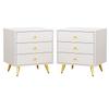 ECACAD Set of 2 Nightstands with 3 Drawers, Modern Bedside Table Versatile End Side Table with Metal Legs for Bedroom, Living Room, White (19.7L x 15.7W x 21.3H) view 1