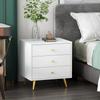 ECACAD Set of 2 Nightstands with 3 Drawers, Modern Bedside Table Versatile End Side Table with Metal Legs for Bedroom, Living Room, White (19.7L x 15.7W x 21.3H) view 2