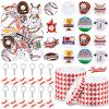 Tondiamo 86 Pcs Baseball Team Gifts Supplies with 12 Baseball Silicone Bracelets, 12 Key Chains, 12 Pin Badges, 50 Waterproof Stickers for Baseballs Birthday Souvenir(Classic) view 1