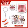 Tondiamo 86 Pcs Baseball Team Gifts Supplies with 12 Baseball Silicone Bracelets, 12 Key Chains, 12 Pin Badges, 50 Waterproof Stickers for Baseballs Birthday Souvenir(Classic) view 3
