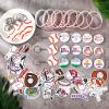 Tondiamo 86 Pcs Baseball Team Gifts Supplies with 12 Baseball Silicone Bracelets, 12 Key Chains, 12 Pin Badges, 50 Waterproof Stickers for Baseballs Birthday Souvenir(Classic) view 4