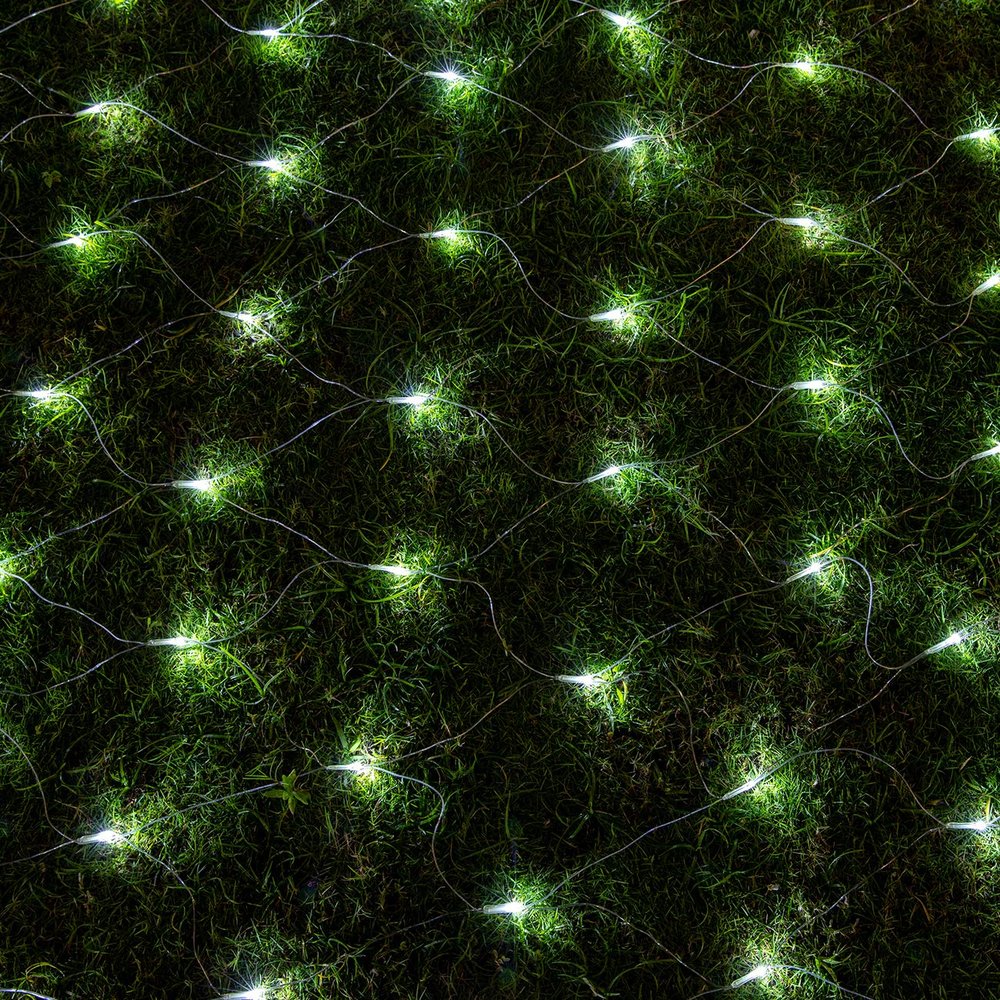 AWQ 360 LED 13.1ft x 6.6ft String Lights Net Mesh Lights Christmas Net Lights 8 Modes for Christmas Wedding Party Home Garden Lawn Bushes Bedroom Indoor Outdoor Decor (White)