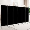 CHOSENM 6 Panel Folding Privacy Screens, 6 FT Tall Wall Divider with Metal Frame, Freestanding Room Divider for Office Bedroom Study (6 Panel, Black) view 1