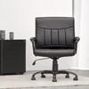 CLATINA Leather Office Executive Chair, Mid Back Computer Desk Chair with Lumbar Support and Padded Armrests, Ergonomic Adjustable Swivel Chair for Home, Black view 2