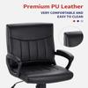 CLATINA Leather Office Executive Chair, Mid Back Computer Desk Chair with Lumbar Support and Padded Armrests, Ergonomic Adjustable Swivel Chair for Home, Black view 4