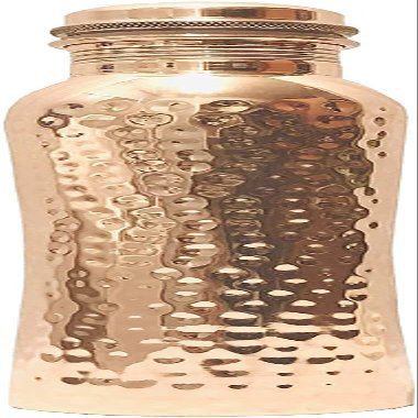 Kunal Art & Crafts Hammered Copper Water Bottle 34 Oz Joint Free-Ayurveda Health For Travelling Purpose Vessel Drinking 1 Litre Christmas Gift- Capacity 1000 Ml