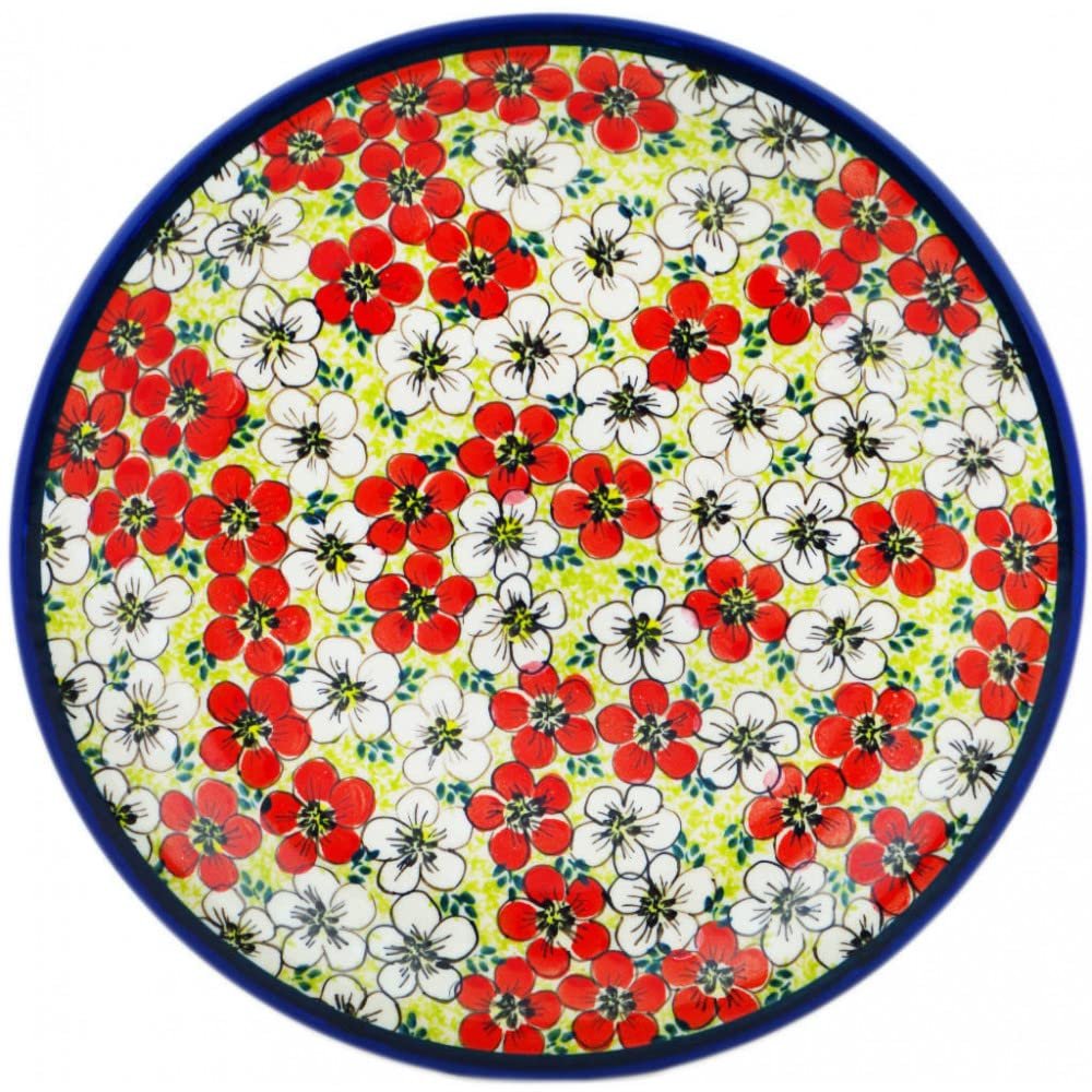 Polmedia Polish Pottery Dinner Plate UNIKAT - Blessed Morning Pattern Handmade in Boleslawiec Poland + Certificate of Authenticity