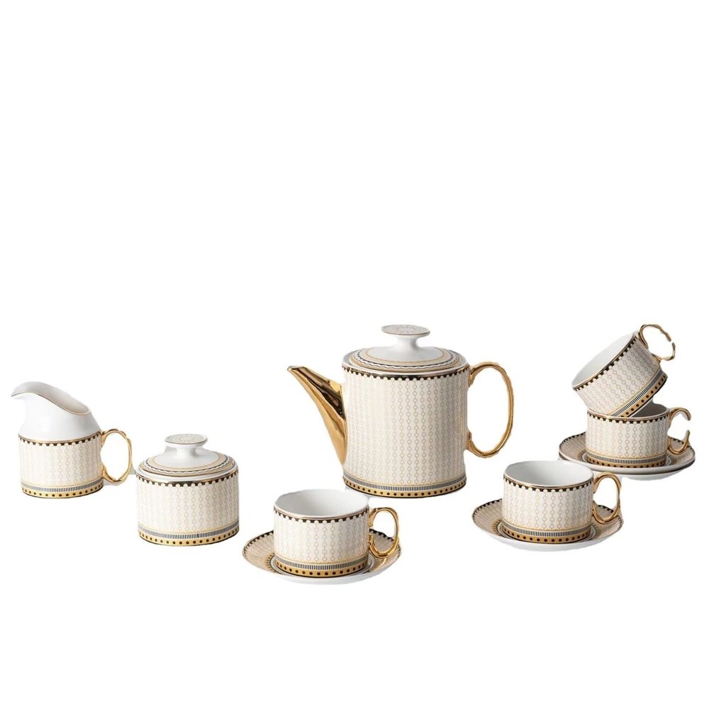 11-Piece Tea Set Ceramic European Coffee Cup Saucer Teapot Afternoon Tea Household Tea Set Supplies Coffee Set