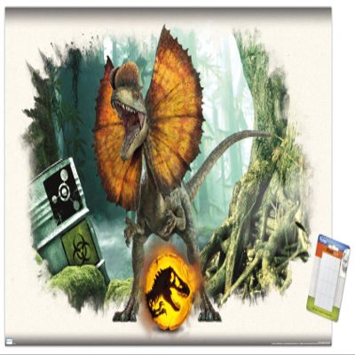 Trends International Jurassic World: Dominion - Dilophosaurus Focal Wall Poster, 22.375" x 34", Premium Poster & Mount Bundle