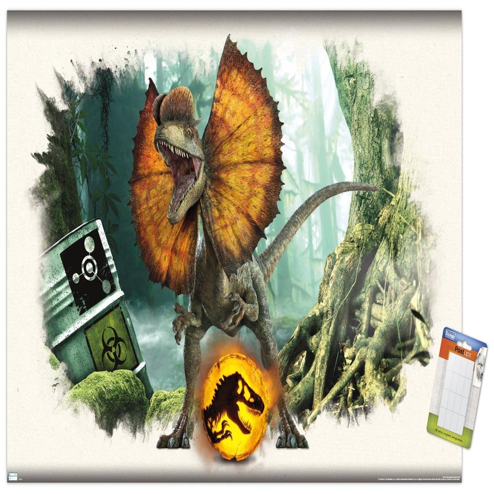 Trends International Jurassic World: Dominion - Dilophosaurus Focal Wall Poster, 22.375" x 34", Premium Poster & Mount Bundle