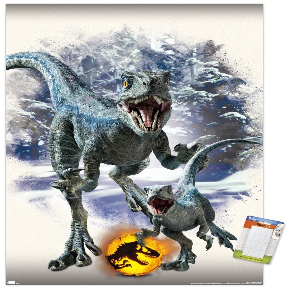 Trends International Jurassic World: Dominion - Blue and Beta Focal Wall Poster, 14.725" x 22.375", Premium Poster & Mount Bundle