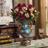 Elegant Large Flower Vases Table Centerpiece for Kitchen Dining Living Room Home Decor, European RetroTall Big Resin Flowers Chinese Vases for Bedroom Decorations, Blue 13.39in6.3in view 2