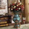 Elegant Large Flower Vases Table Centerpiece for Kitchen Dining Living Room Home Decor, European RetroTall Big Resin Flowers Chinese Vases for Bedroom Decorations, Blue 13.39in6.3in view 3