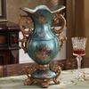 Elegant Large Flower Vases Table Centerpiece for Kitchen Dining Living Room Home Decor, European RetroTall Big Resin Flowers Chinese Vases for Bedroom Decorations, Blue 13.39in6.3in view 4