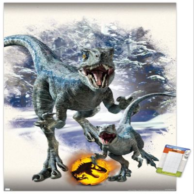 Trends International Jurassic World: Dominion - Blue and Beta Focal Wall Poster, 22.375" x 34", Premium Poster & Mount Bundle