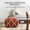 Anji Mountain 100% Handmade & Handcrafted Comfortable Home Dcor Pouf Ottoman Footrest for Living Room, Bedroom, Nursery, Kidsroom, Patio Furniture - (22" x 22" x 16"- Red,Ivory) view 3