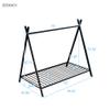 Twin Size Metal Floor Play House Bed with Slat for Kids Girls Boys, House Teepee Bed Tent Bed Frame No Box Spring Needed (Black-Metal#66) view 2