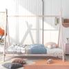 Twin Size Metal Floor Play House Bed with Slat for Kids Girls Boys, House Teepee Bed Tent Bed Frame No Box Spring Needed (Pink-Metal#66) view 3