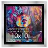 10x10 Frame Silver Wood With Black Mat | 13x13 Frame Matted to 10x10 | Display Your Photo Under UV Acrylic Shatter Guard Front, with Foam Board Backing and Wall Hanging Hardware - Wall Frame Square view 1