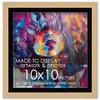 10x10 Frame Natural Wood With Black Mat | 13x13 Frame Matted to 10x10 | Display Your Photo Under UV Acrylic Shatter Guard Front, with Foam Board Backing and Wall Hanging Hardware - Wall Frame Square view 1