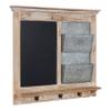 Kate and Laurel Idamae Farmhouse Wood Wall Organizer with Hooks; 28 x 25; White; Decorative Rustic Wall Organizer with Mail Holder; Chalkboard; and Three Key Holder Hooks view 1