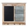 Kate and Laurel Idamae Farmhouse Wood Wall Organizer with Hooks; 28 x 25; White; Decorative Rustic Wall Organizer with Mail Holder; Chalkboard; and Three Key Holder Hooks view 2
