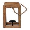 8"Lx8"Wx11"H, Lantern Candle Holder, Wood Brown Finish, Open Sides Design with Rustic Charm for Home Decor and Ambient Lighting Settings view 4